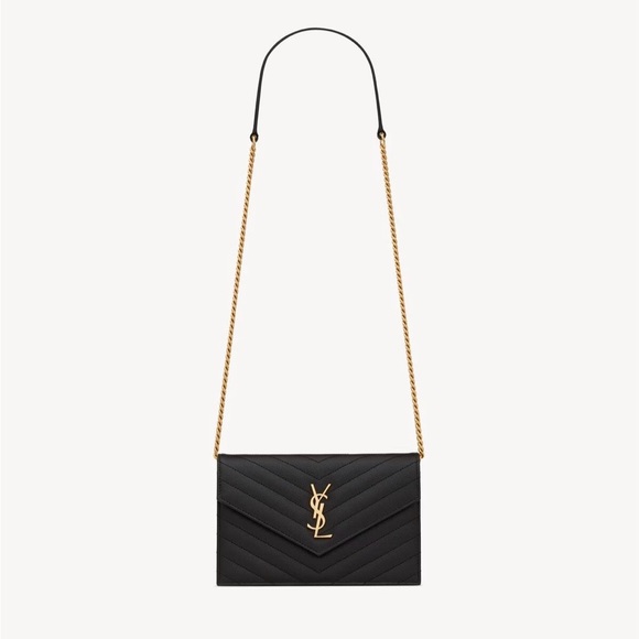 Yves Saint Laurent Black Clutch/Crossbody with Gold Chain - Picture 4 of 8